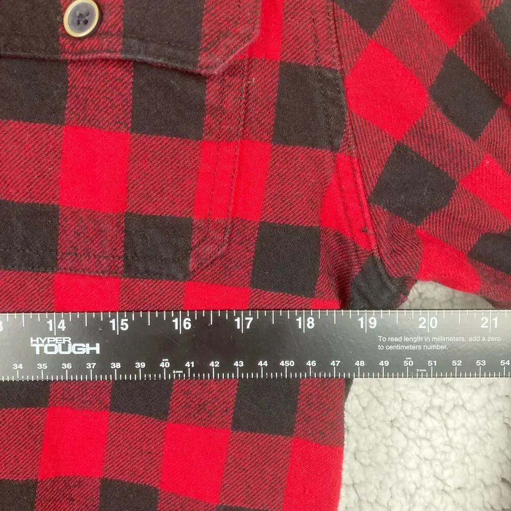 Jachs Button Shirt Mens M Red Black Plaid Thick Flannel Buffalo Check Lumberjack - Picture 11 of 11